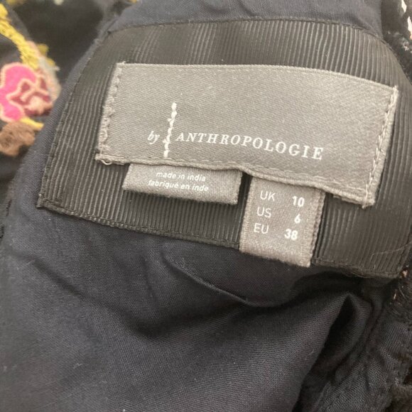 NWOT Anthropologie Mini Black Flower Dress - Picture 5 of 5